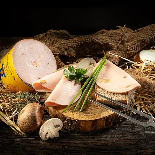 Geflügelwurst Champignon (für Aufschnitt)